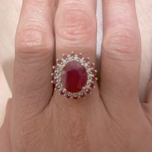 10K solid gold 5 carat natural Ruby ring